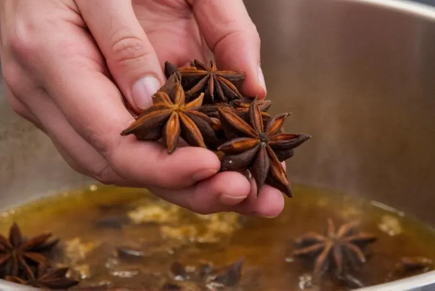 Whole Star Anise Pod with Eight Points and Glossy Seeds